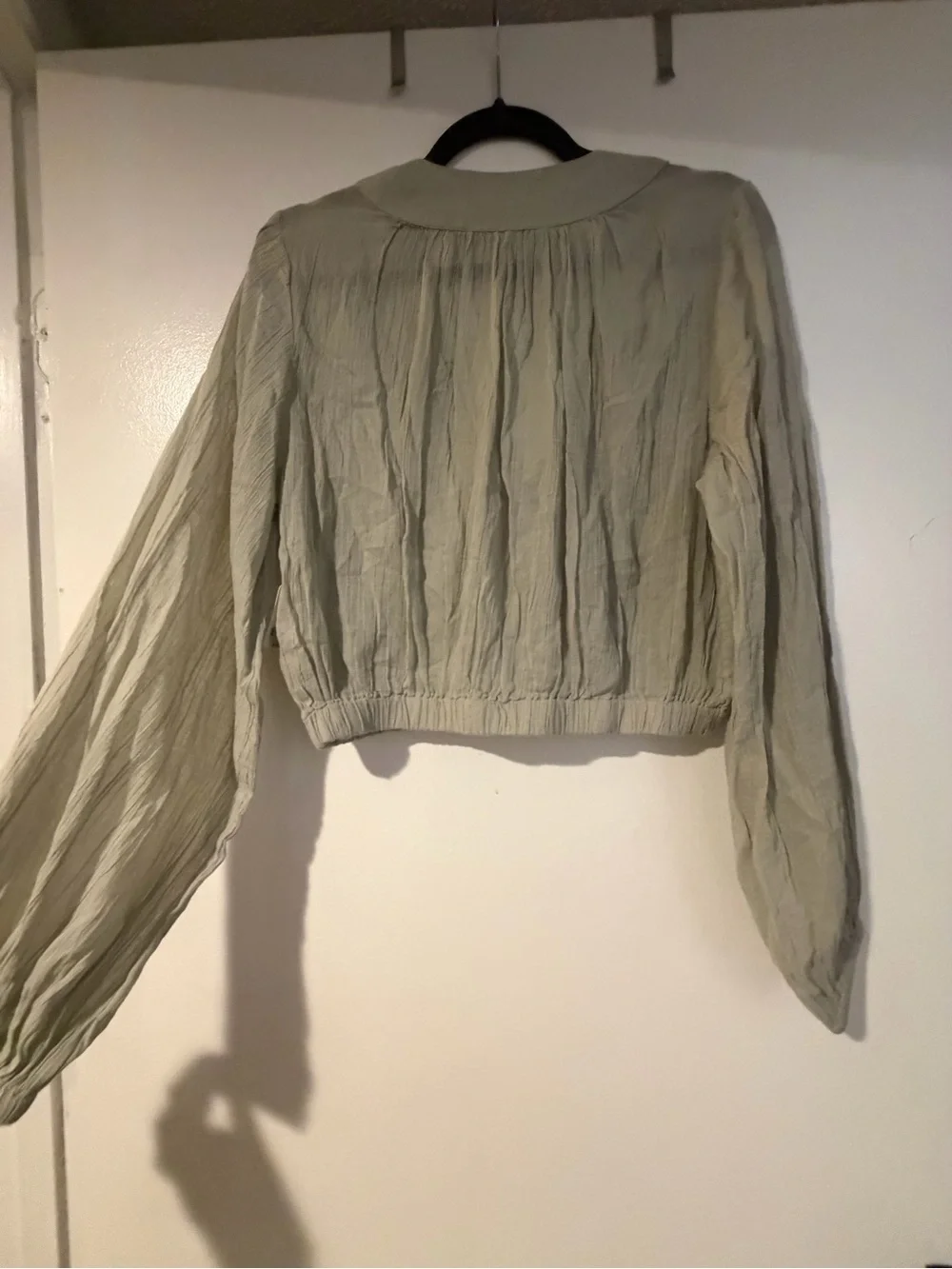 Free People Sage Green Wrap Blouse